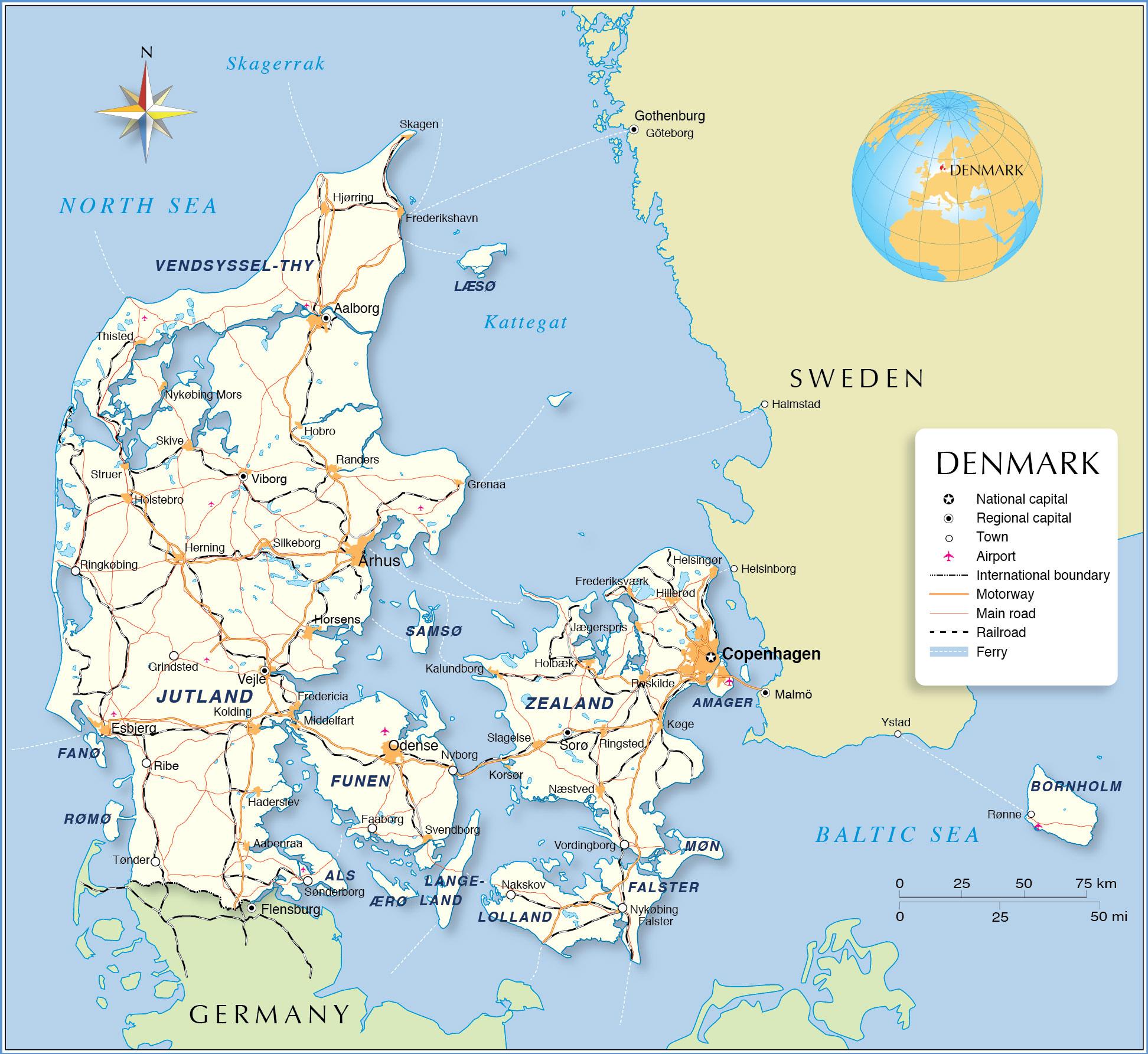 丹麦地图（新版）_丹麦地图库