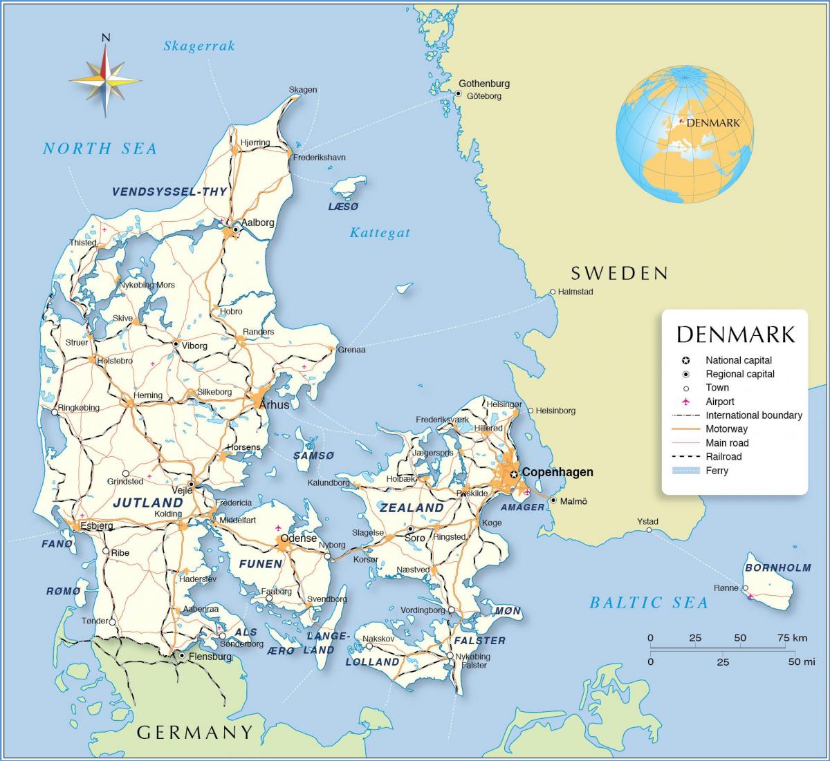 丹麦在欧洲地图上的位置。透明的背景插画图片素材_ID:428198642-Veer图库